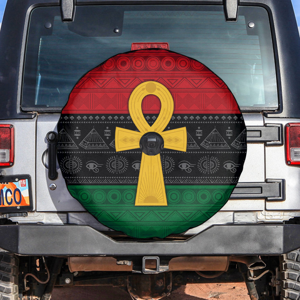Pan African Ankh Spare Tire Cover Egyptian Cross - Wonder Print Shop