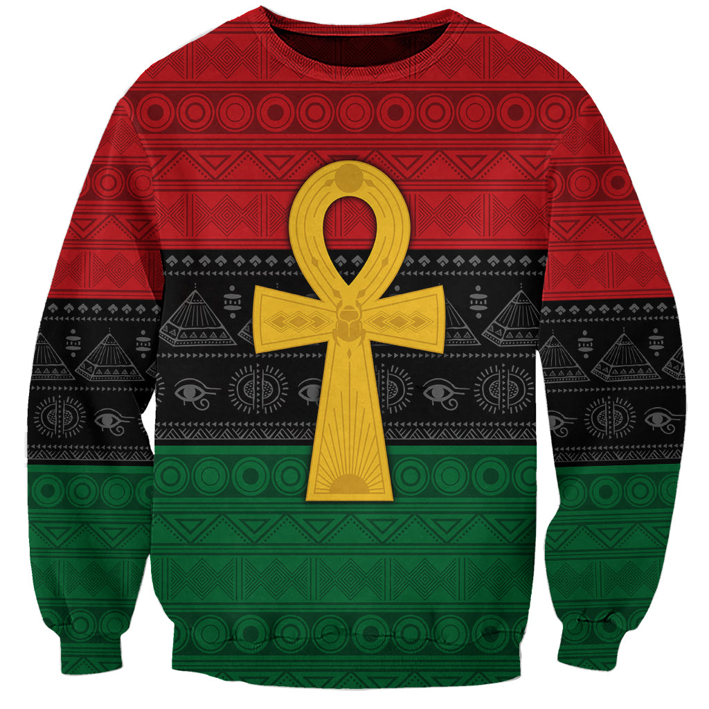 Pan African Ankh Sweatshirt Egyptian Cross - Wonder Print Shop