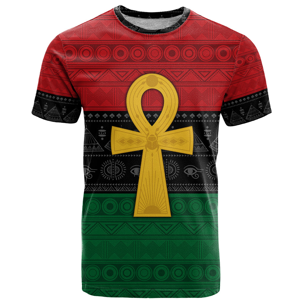 Pan African Ankh T Shirt Egyptian Cross