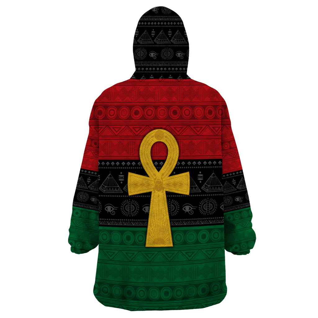 Pan African Ankh Wearable Blanket Hoodie Egyptian Cross - Wonder Print Shop
