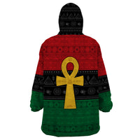 Pan African Ankh Wearable Blanket Hoodie Egyptian Cross - Wonder Print Shop