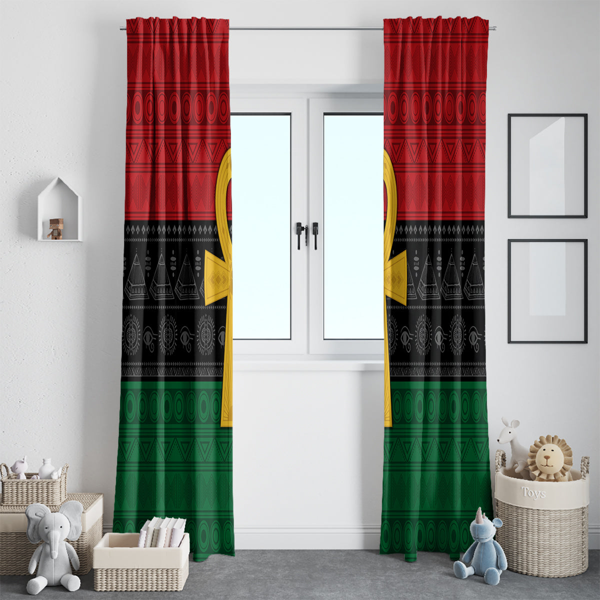 Pan African Ankh Window Curtain Egyptian Cross - Wonder Print Shop