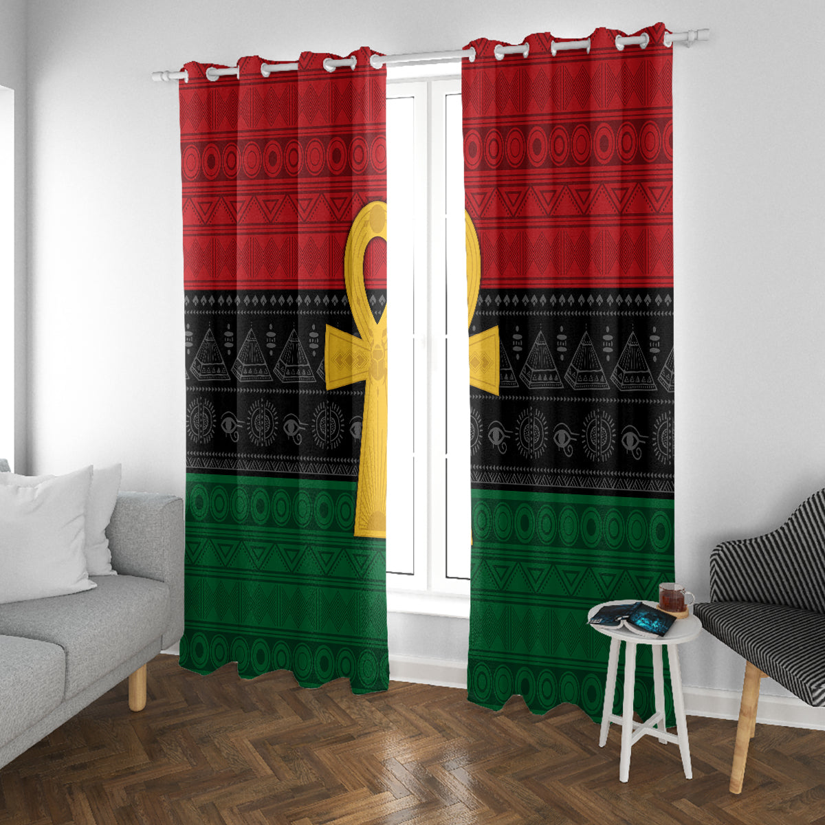 Pan African Ankh Window Curtain Egyptian Cross - Wonder Print Shop