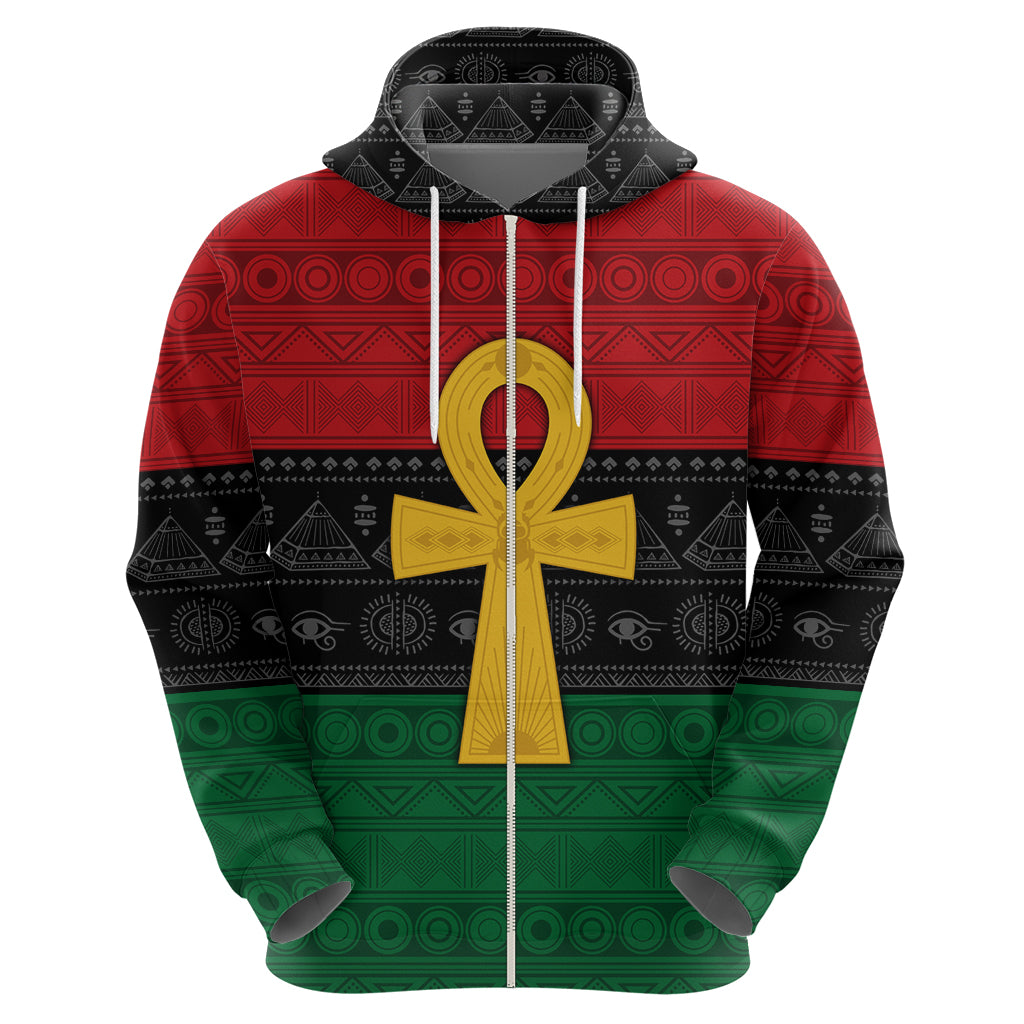Pan African Ankh Zip Hoodie Egyptian Cross - Wonder Print Shop