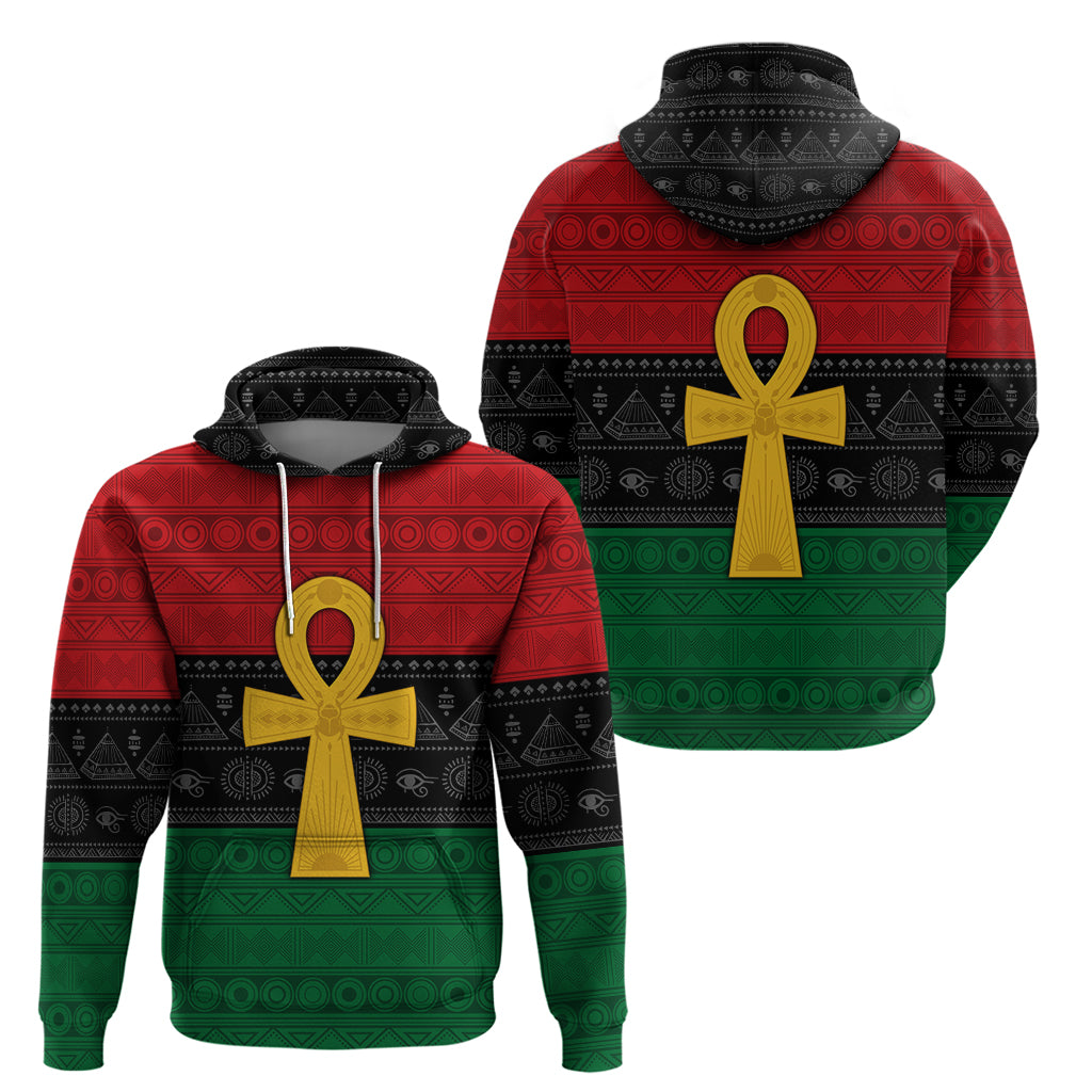 Pan African Ankh Zip Hoodie Egyptian Cross - Wonder Print Shop