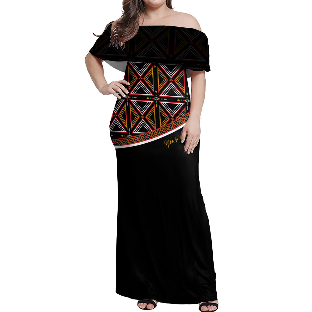 Personalized Bamenda African Off Shoulder Maxi Dress Atoghu Cameroon Print