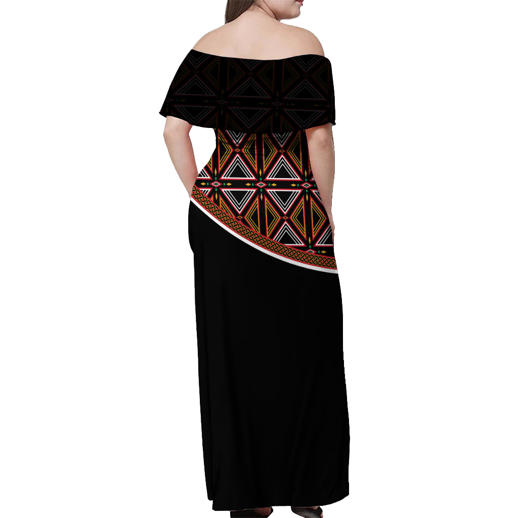 Personalized Bamenda African Off Shoulder Maxi Dress Atoghu Cameroon Print - Wonder Print Shop