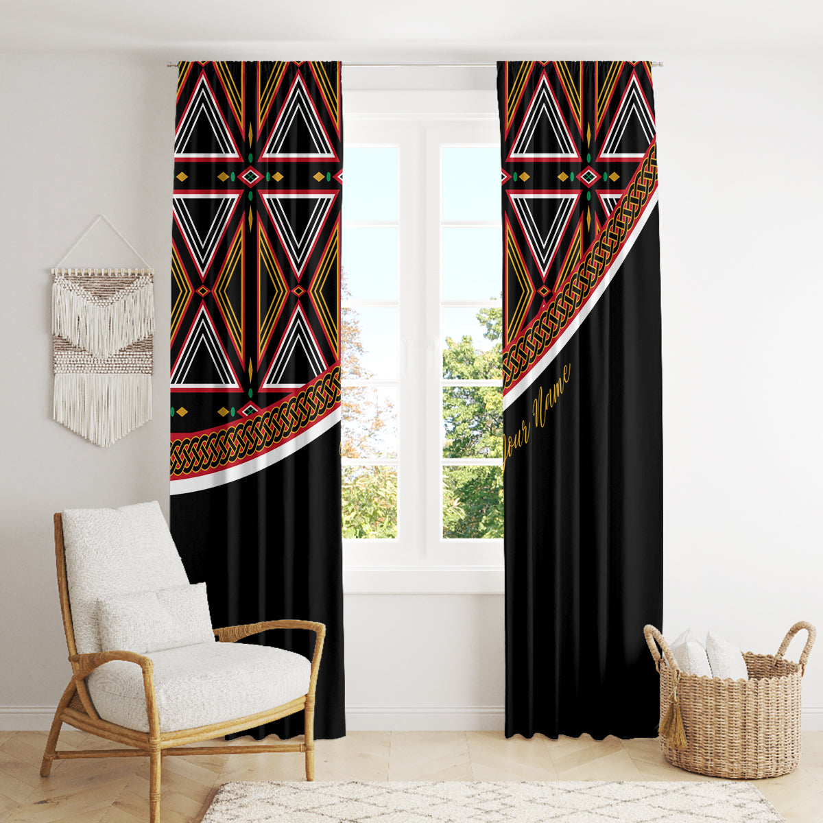 Personalized Bamenda African Window Curtain Atoghu Cameroon Print - Wonder Print Shop