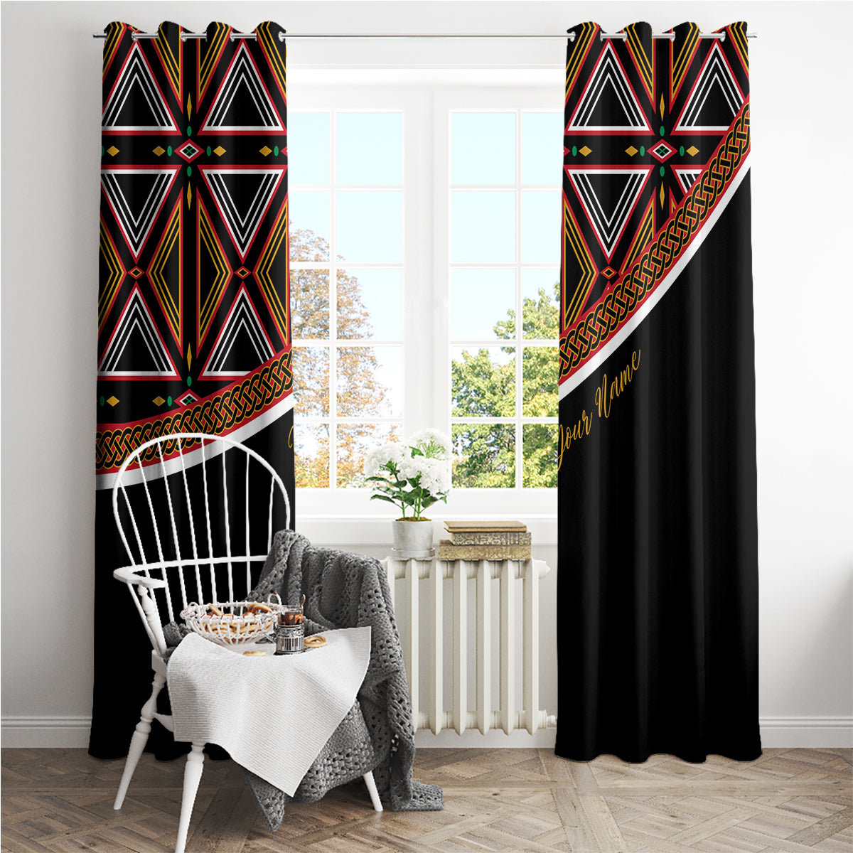 Personalized Bamenda African Window Curtain Atoghu Cameroon Print - Wonder Print Shop
