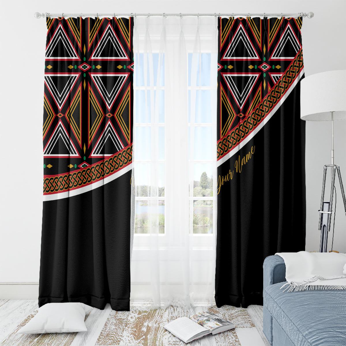 Personalized Bamenda African Window Curtain Atoghu Cameroon Print - Wonder Print Shop