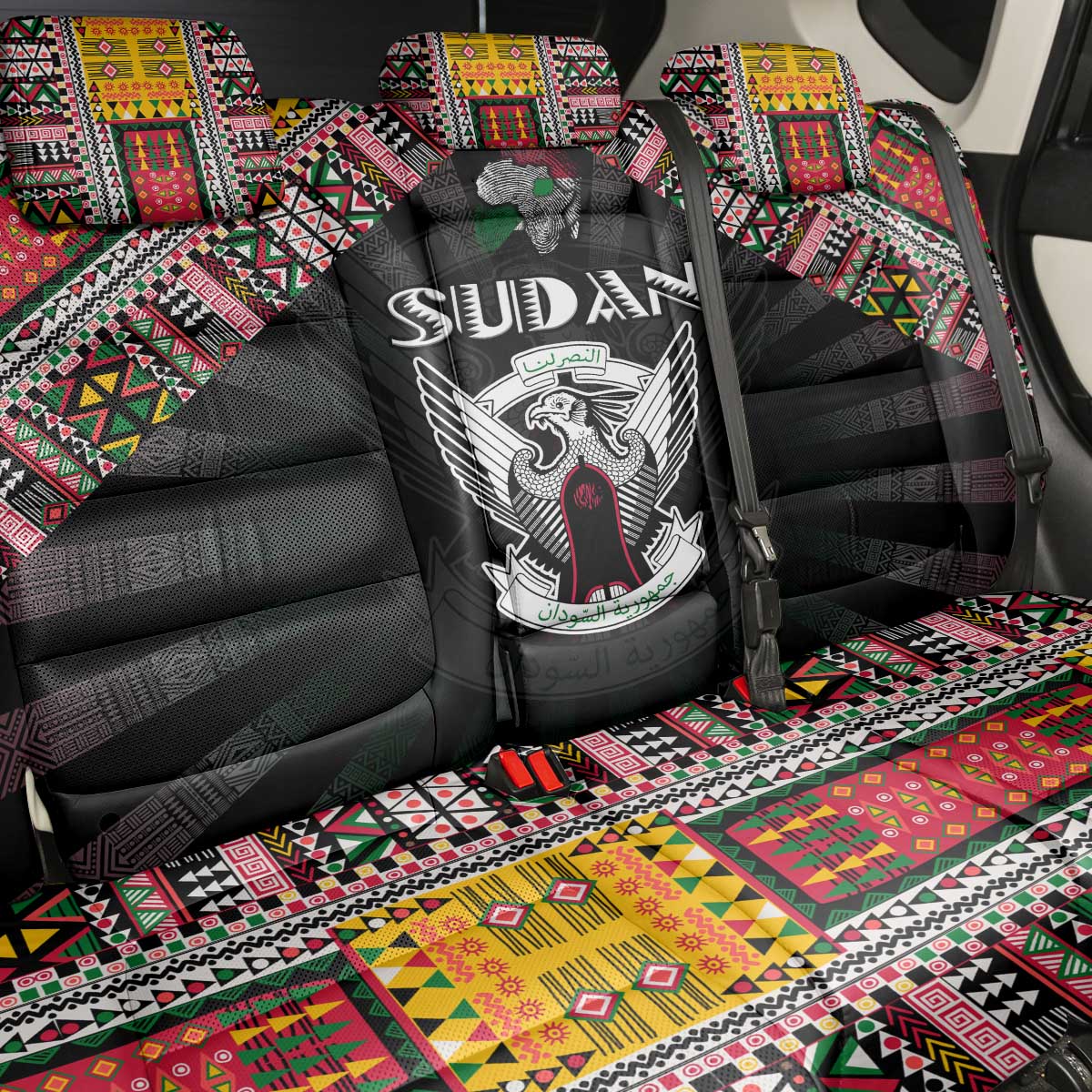 Sudan Roots Back Car Seat Cover African Map in Fingerprint and Tribal Colors