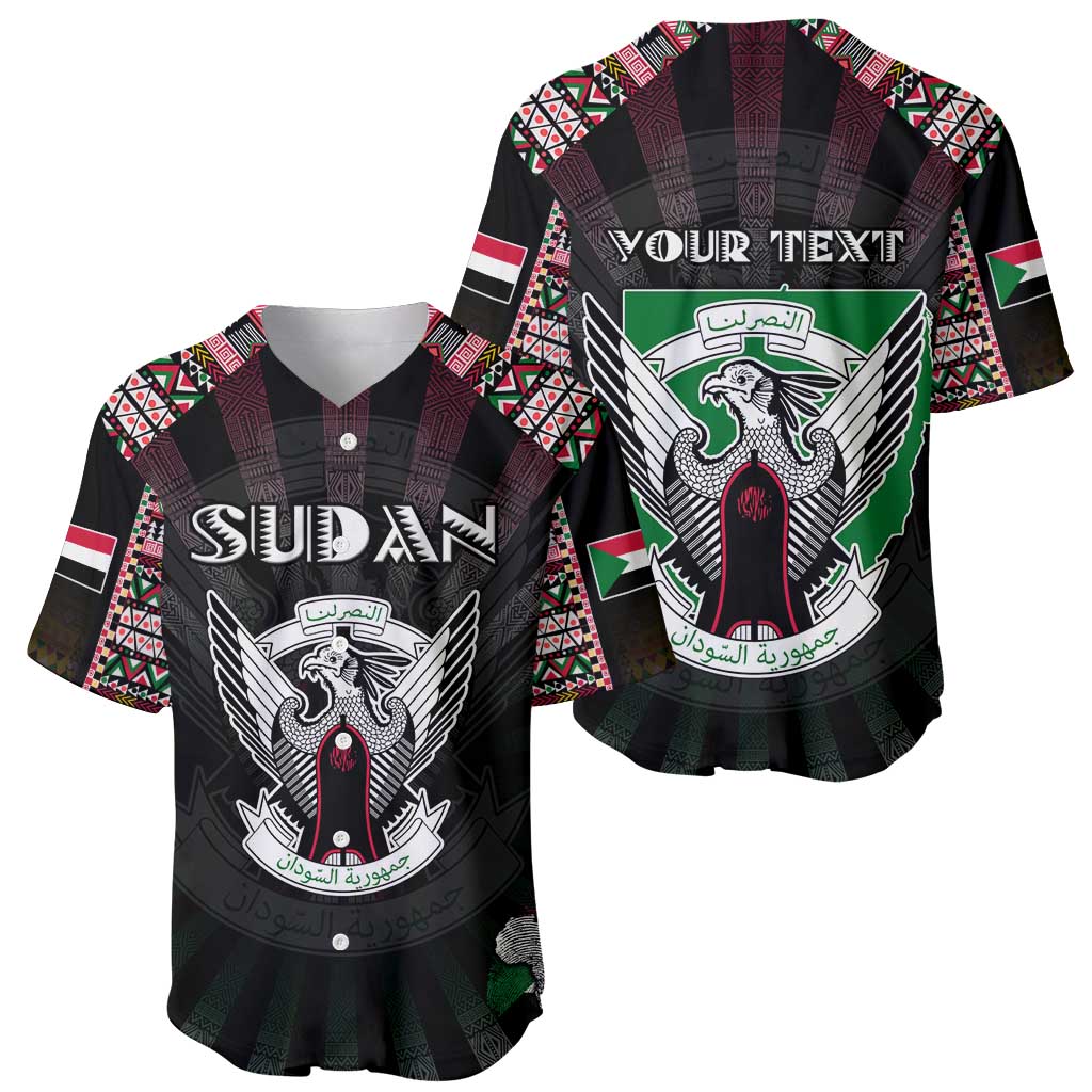 Personalized Sudan Roots Baseball Jersey African Map in Fingerprint and Tribal Colors