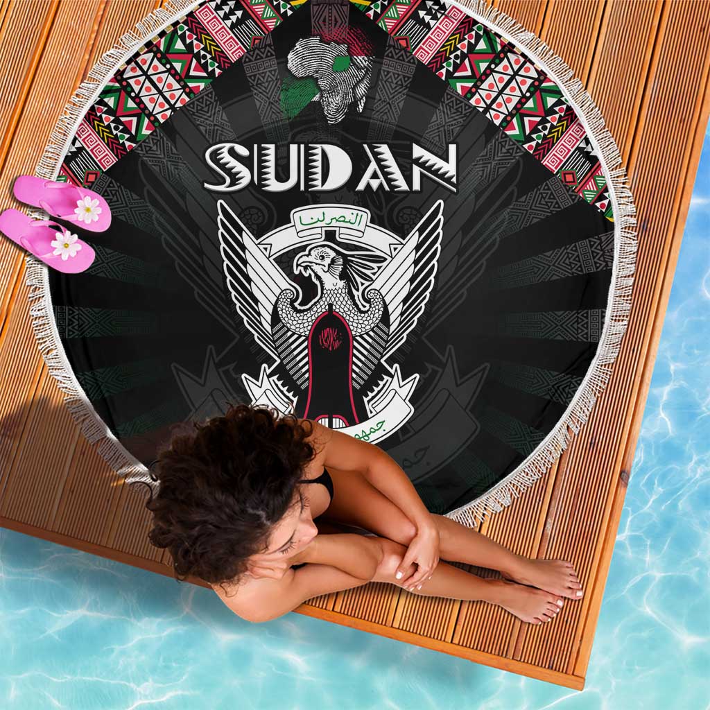 Sudan Roots Beach Blanket African Map in Fingerprint and Tribal Colors