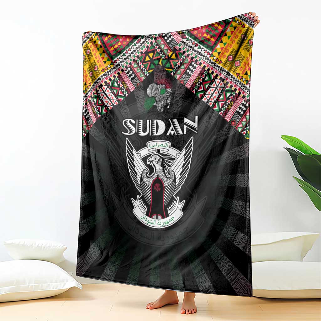 Sudan Roots Blanket African Map in Fingerprint and Tribal Colors