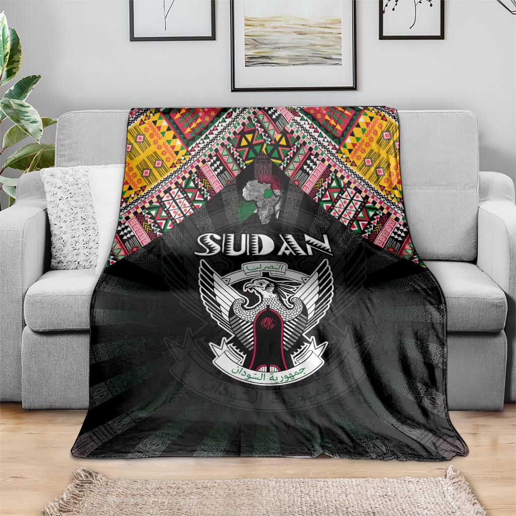 Sudan Roots Blanket African Map in Fingerprint and Tribal Colors