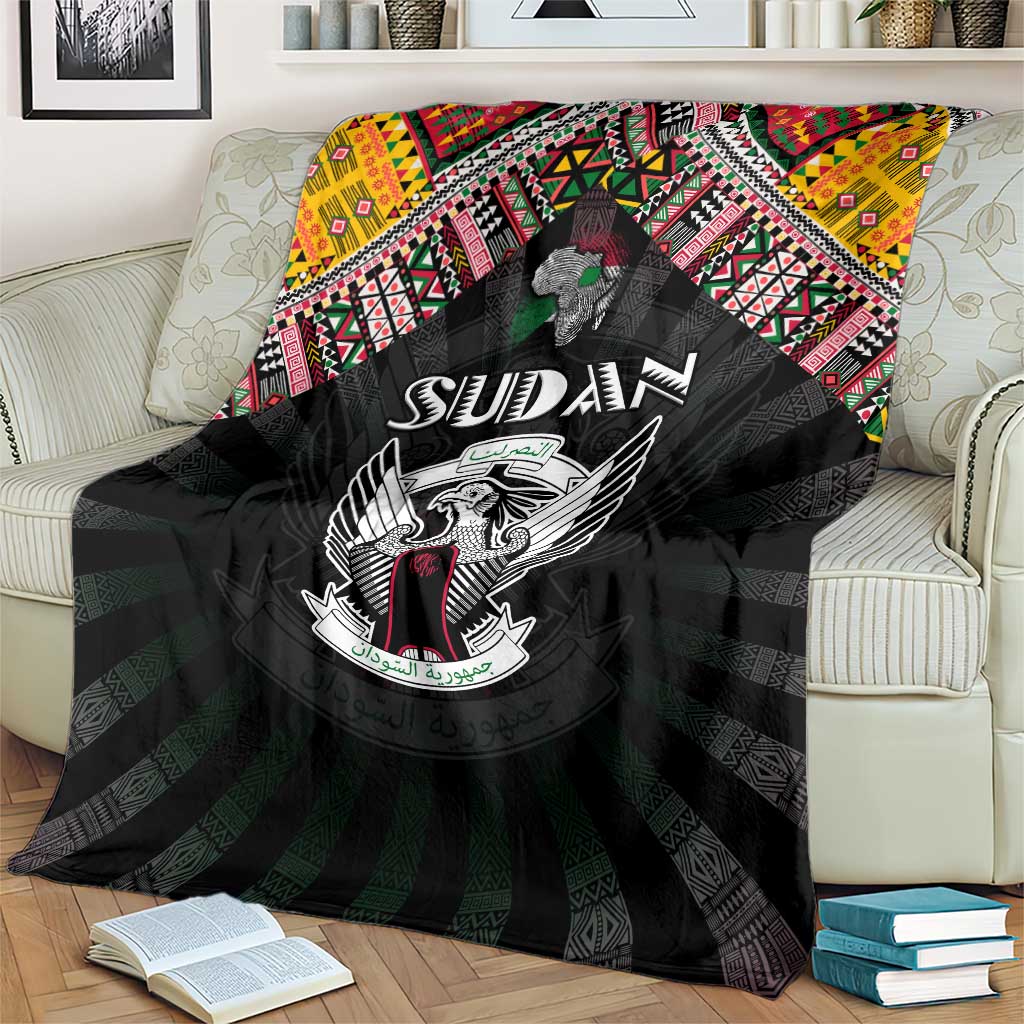 Sudan Roots Blanket African Map in Fingerprint and Tribal Colors