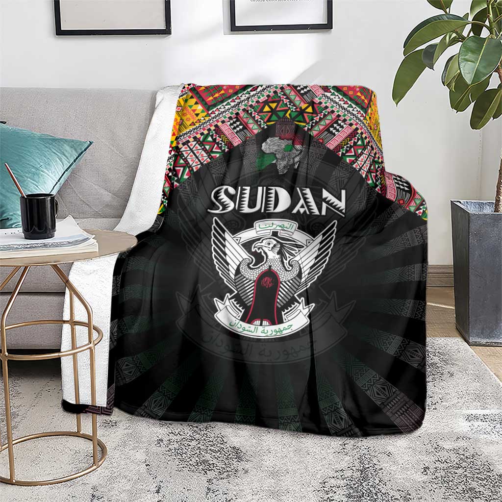 Sudan Roots Blanket African Map in Fingerprint and Tribal Colors