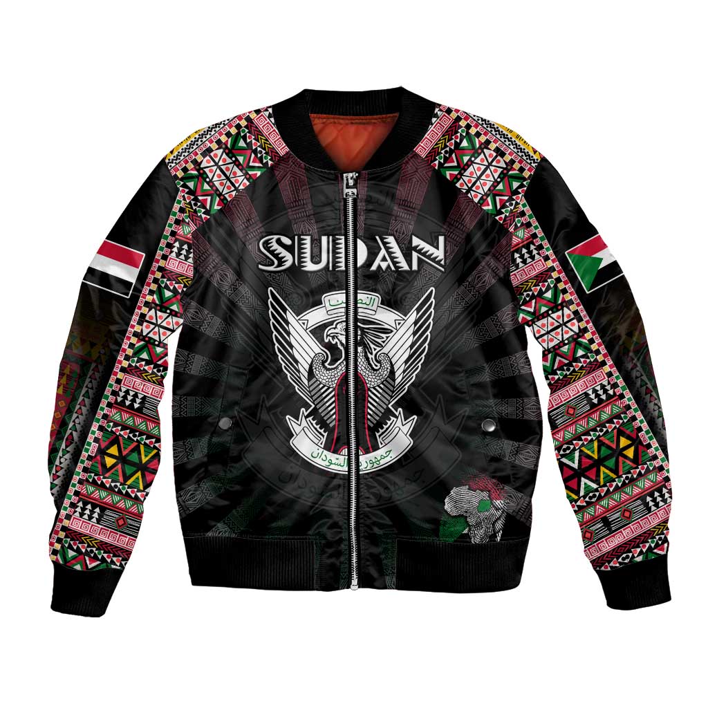 Personalized Sudan Roots Bomber Jacket African Map in Fingerprint and Tribal Colors