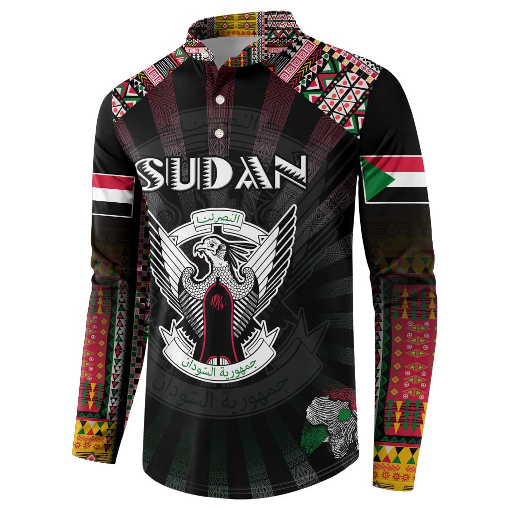 Personalized Sudan Roots Button Sweatshirt African Map in Fingerprint and Tribal Colors