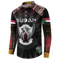 Personalized Sudan Roots Button Sweatshirt African Map in Fingerprint and Tribal Colors