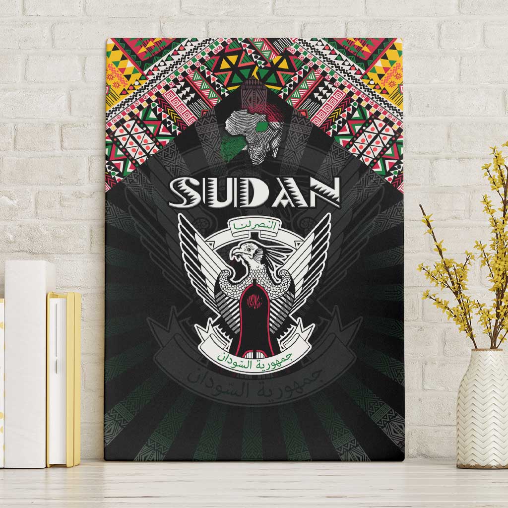 Sudan Roots Canvas Wall Art African Map in Fingerprint and Tribal Colors