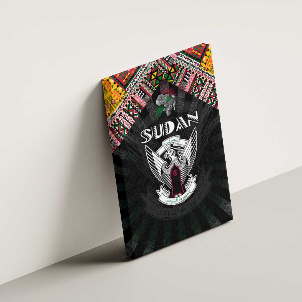 Sudan Roots Canvas Wall Art African Map in Fingerprint and Tribal Colors