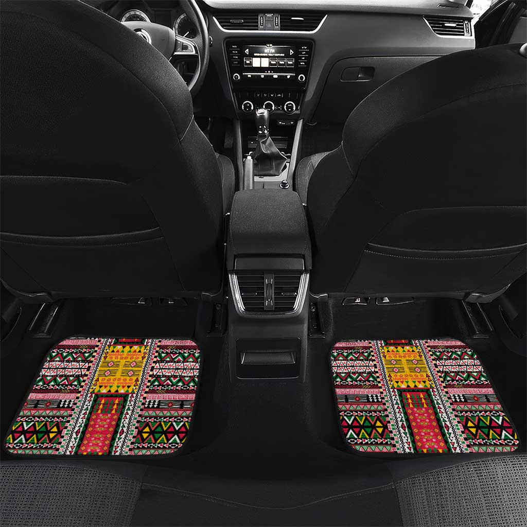 Sudan Roots Car Mats African Map in Fingerprint and Tribal Colors
