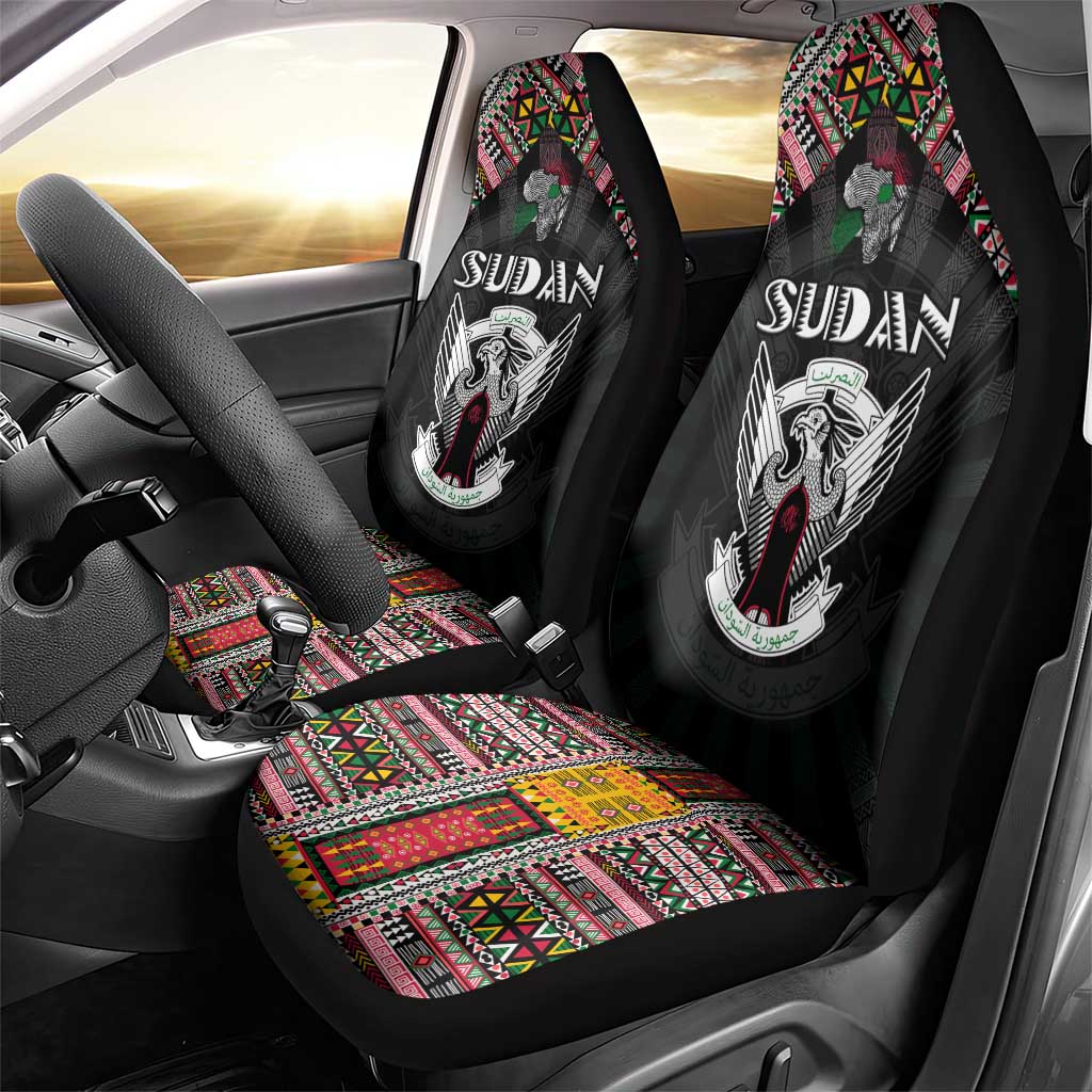 Sudan Roots Car Seat Cover African Map in Fingerprint and Tribal Colors