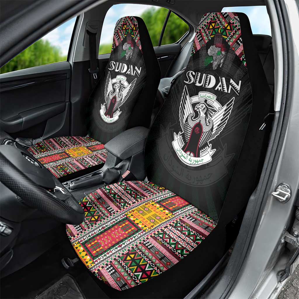 Sudan Roots Car Seat Cover African Map in Fingerprint and Tribal Colors