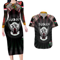 Personalized Sudan Roots Couples Matching Long Sleeve Bodycon Dress and Hawaiian Shirt African Map in Fingerprint and Tribal Colors