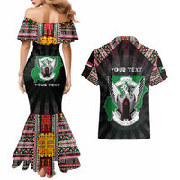 Personalized Sudan Roots Couples Matching Mermaid Dress and Hawaiian Shirt African Map in Fingerprint and Tribal Colors