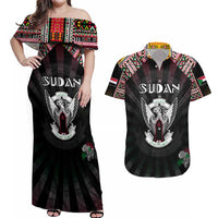 Personalized Sudan Roots Couples Matching Off Shoulder Maxi Dress and Hawaiian Shirt African Map in Fingerprint and Tribal Colors