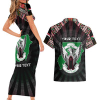 Personalized Sudan Roots Couples Matching Short Sleeve Bodycon Dress and Hawaiian Shirt African Map in Fingerprint and Tribal Colors