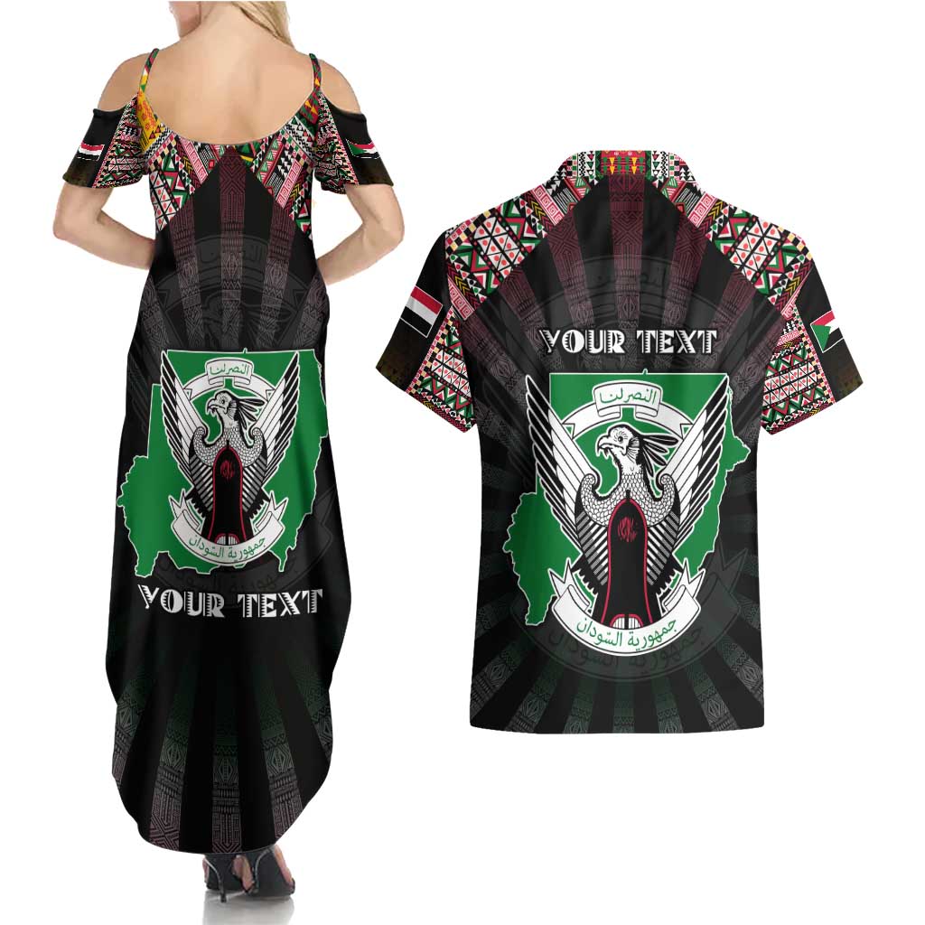 Personalized Sudan Roots Couples Matching Summer Maxi Dress and Hawaiian Shirt African Map in Fingerprint and Tribal Colors