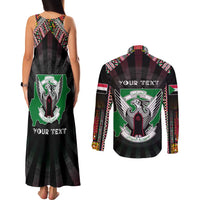 Personalized Sudan Roots Couples Matching Tank Maxi Dress and Long Sleeve Button Shirt African Map in Fingerprint and Tribal Colors
