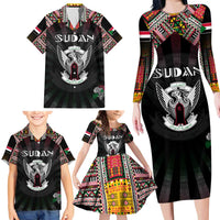 Personalized Sudan Roots Family Matching Long Sleeve Bodycon Dress and Hawaiian Shirt African Map in Fingerprint and Tribal Colors
