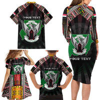 Personalized Sudan Roots Family Matching Long Sleeve Bodycon Dress and Hawaiian Shirt African Map in Fingerprint and Tribal Colors