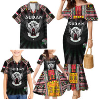 Personalized Sudan Roots Family Matching Mermaid Dress and Hawaiian Shirt African Map in Fingerprint and Tribal Colors