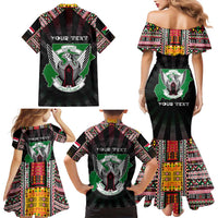 Personalized Sudan Roots Family Matching Mermaid Dress and Hawaiian Shirt African Map in Fingerprint and Tribal Colors