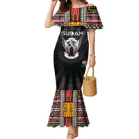 Personalized Sudan Roots Family Matching Mermaid Dress and Hawaiian Shirt African Map in Fingerprint and Tribal Colors