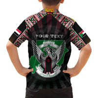 Personalized Sudan Roots Family Matching Off The Shoulder Long Sleeve Dress and Hawaiian Shirt African Map in Fingerprint and Tribal Colors