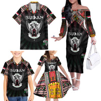 Personalized Sudan Roots Family Matching Off The Shoulder Long Sleeve Dress and Hawaiian Shirt African Map in Fingerprint and Tribal Colors