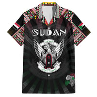 Personalized Sudan Roots Family Matching Off The Shoulder Long Sleeve Dress and Hawaiian Shirt African Map in Fingerprint and Tribal Colors