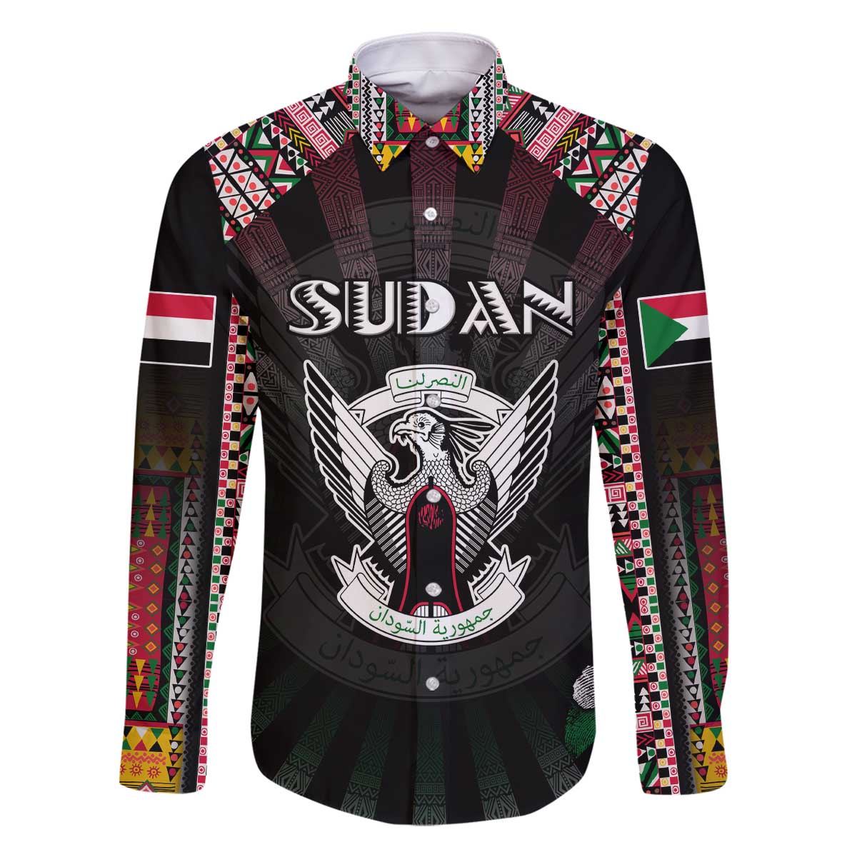 Personalized Sudan Roots Family Matching Off The Shoulder Long Sleeve Dress and Hawaiian Shirt African Map in Fingerprint and Tribal Colors