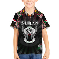 Personalized Sudan Roots Family Matching Off The Shoulder Long Sleeve Dress and Hawaiian Shirt African Map in Fingerprint and Tribal Colors