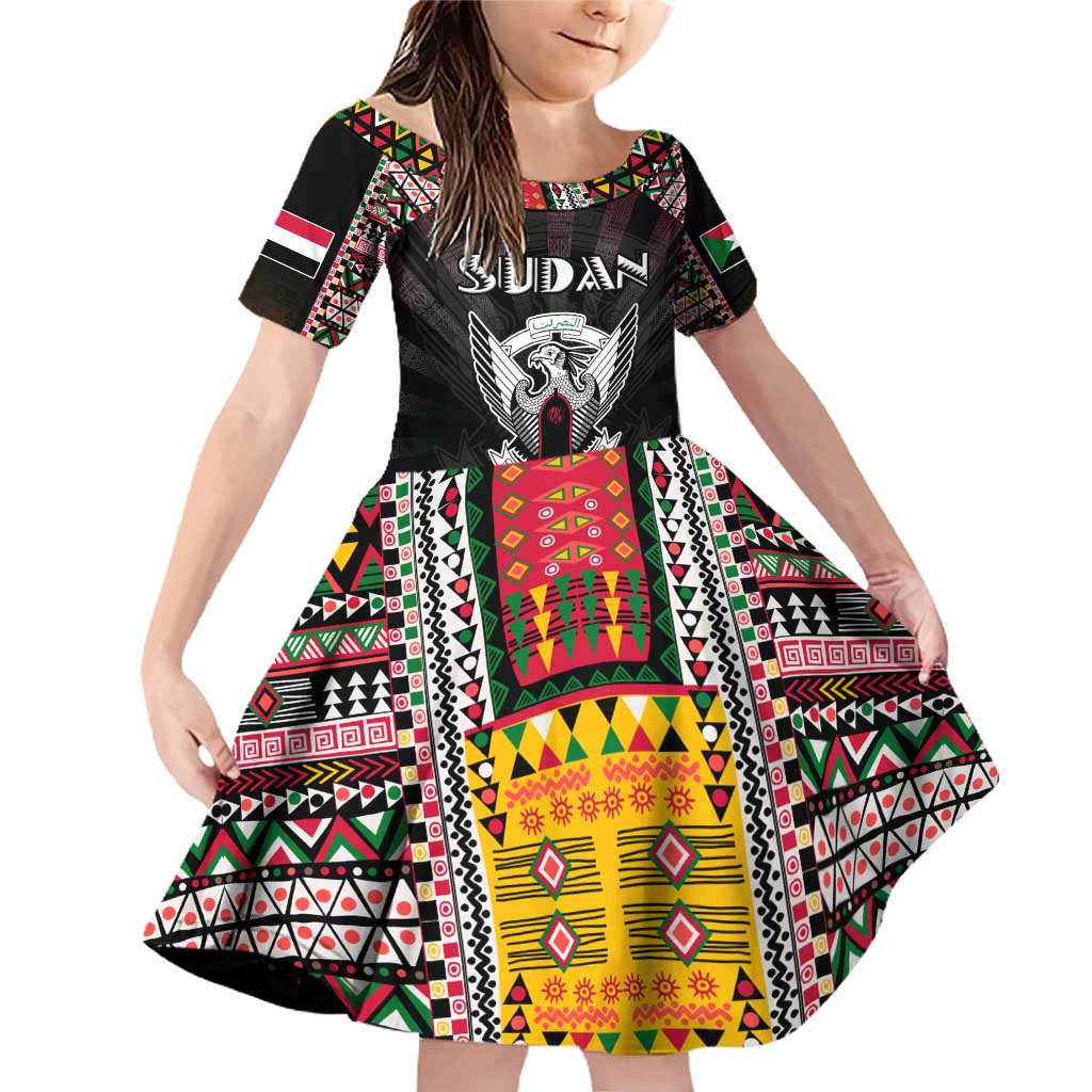 Personalized Sudan Roots Family Matching Off Shoulder Short Dress and Hawaiian Shirt African Map in Fingerprint and Tribal Colors