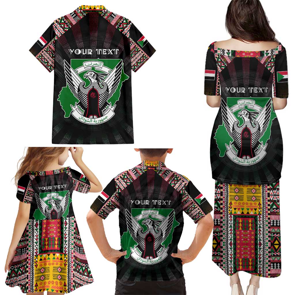 Personalized Sudan Roots Family Matching Puletasi and Hawaiian Shirt African Map in Fingerprint and Tribal Colors