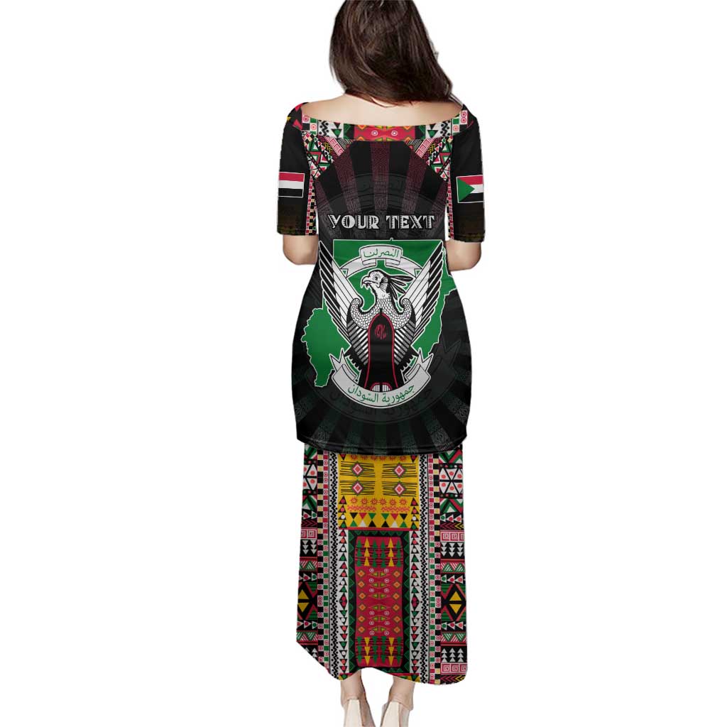 Personalized Sudan Roots Family Matching Puletasi and Hawaiian Shirt African Map in Fingerprint and Tribal Colors