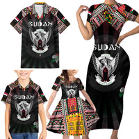 Personalized Sudan Roots Family Matching Short Sleeve Bodycon Dress and Hawaiian Shirt African Map in Fingerprint and Tribal Colors