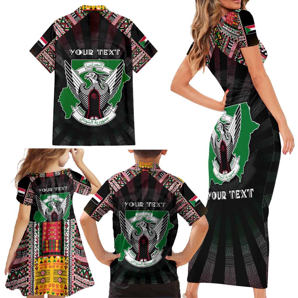 Personalized Sudan Roots Family Matching Short Sleeve Bodycon Dress and Hawaiian Shirt African Map in Fingerprint and Tribal Colors